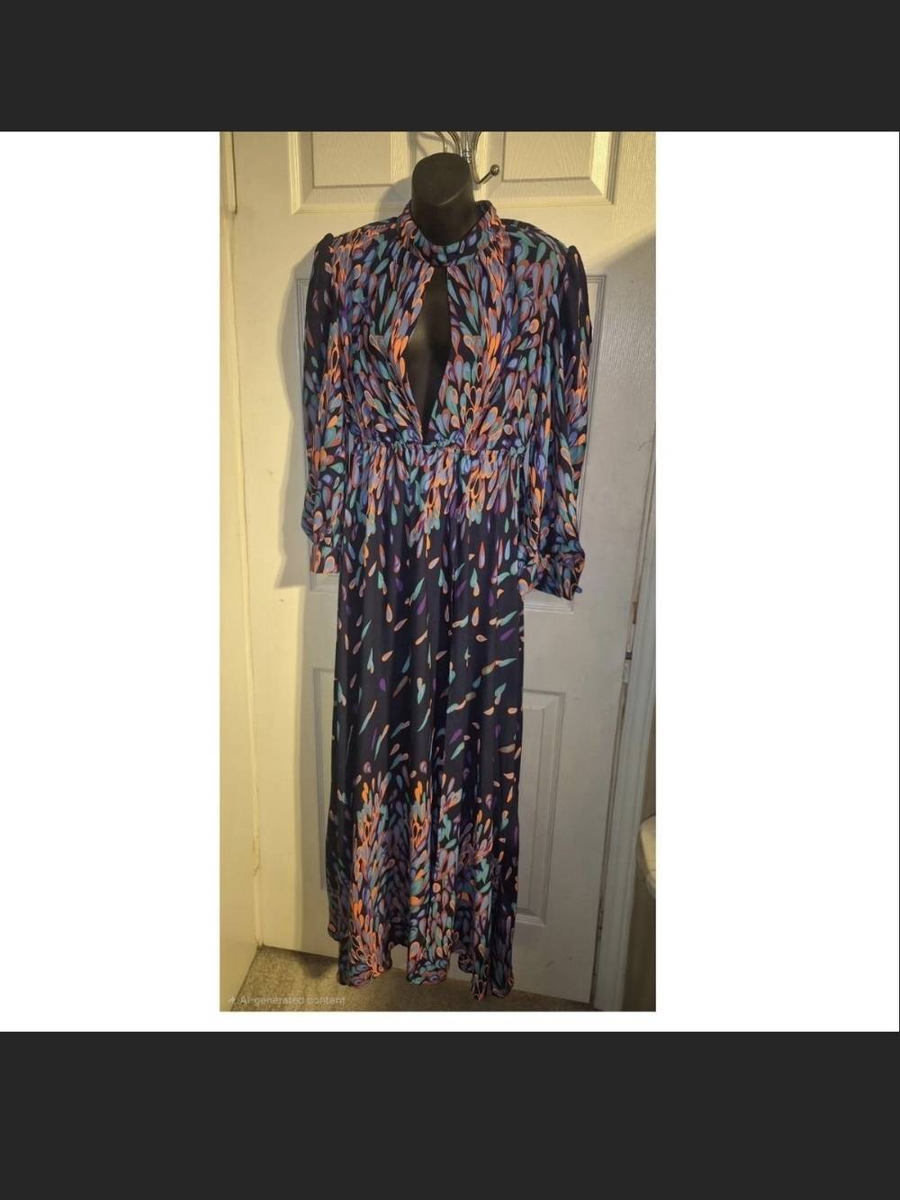 Fashion Nova Navy Multicolor Keyhole Maxi Dress